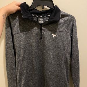PINK grey quarter-zip